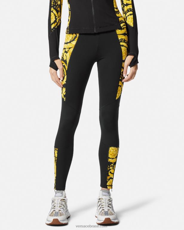 roupas P2TX233 Versace legging de ginástica barroco preto mulheres