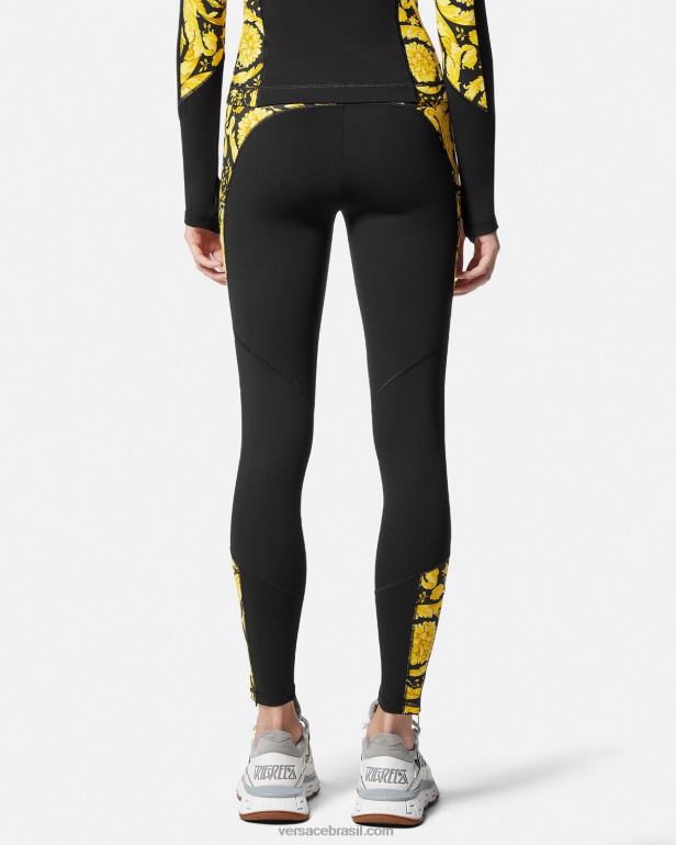 roupas P2TX233 Versace legging de ginástica barroco preto mulheres