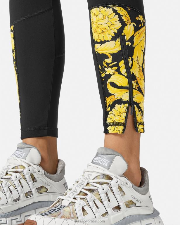 roupas P2TX233 Versace legging de ginástica barroco preto mulheres