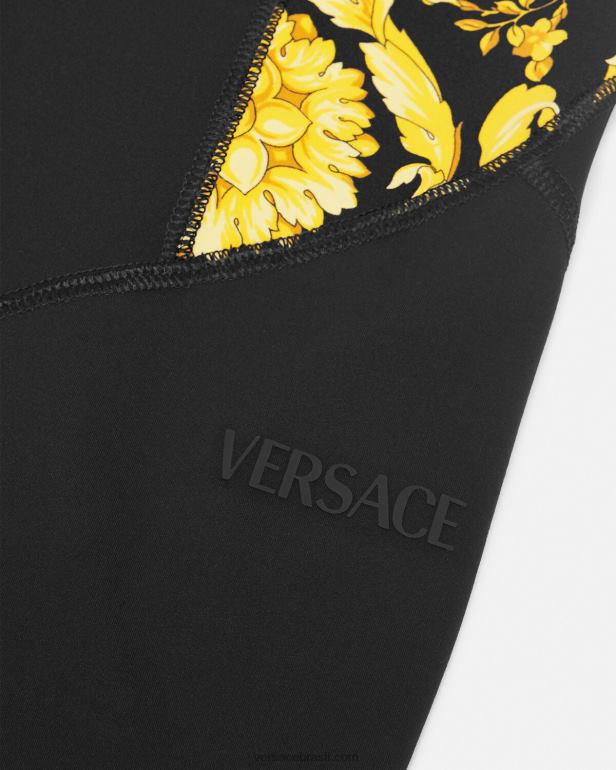 roupas P2TX233 Versace legging de ginástica barroco preto mulheres