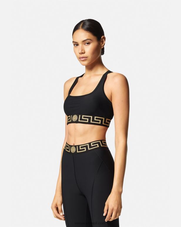 roupas P2TX237 Versace sutiã esportivo de ginástica Greca Border preto mulheres