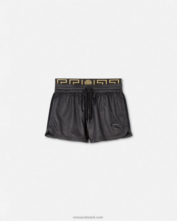 roupas P2TX238 Versace shorts de ginástica greca border preto mulheres