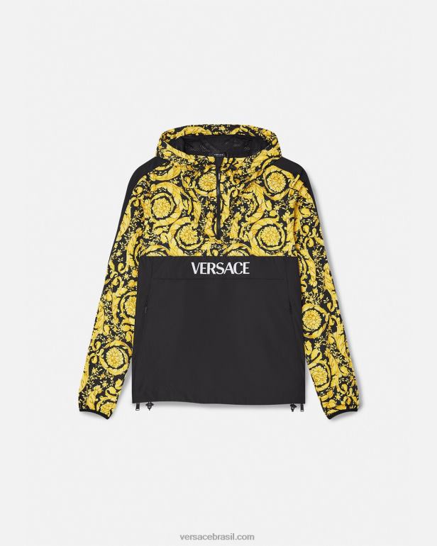 roupas P2TX239 Versace jaqueta corta vento barroco preto mulheres