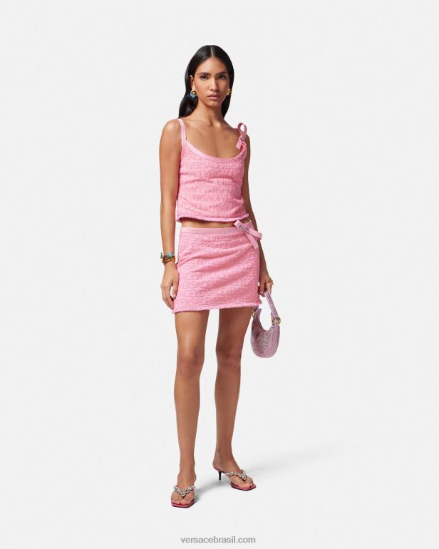 roupas P2TX159 Versace mini saia com alfinete de segurança rosa mulheres