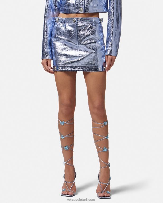 roupas P2TX160 Versace minissaia de couro metálico medusa metálico mulheres