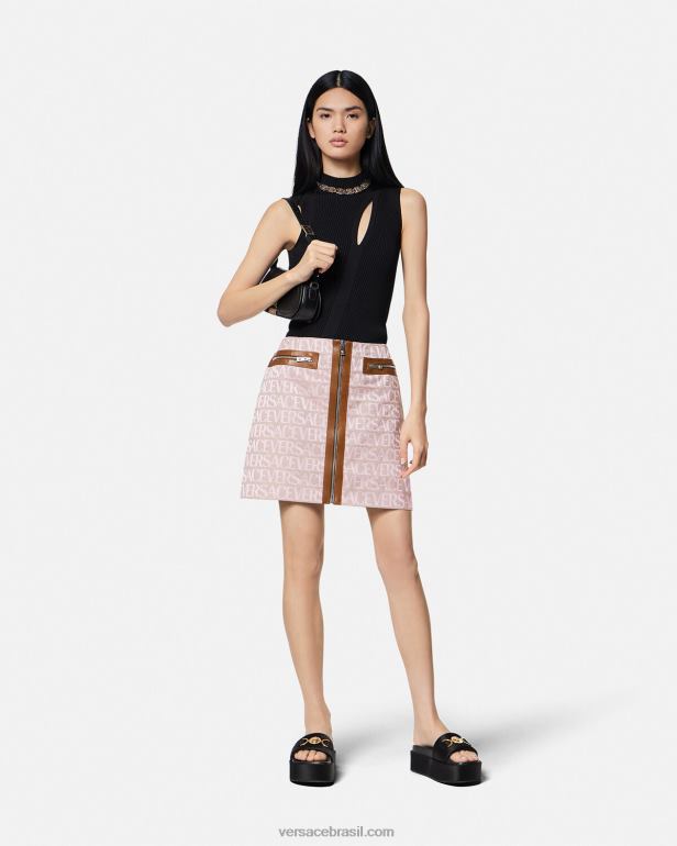 roupas P2TX165 Versace mini saia toda rosa e estampado mulheres