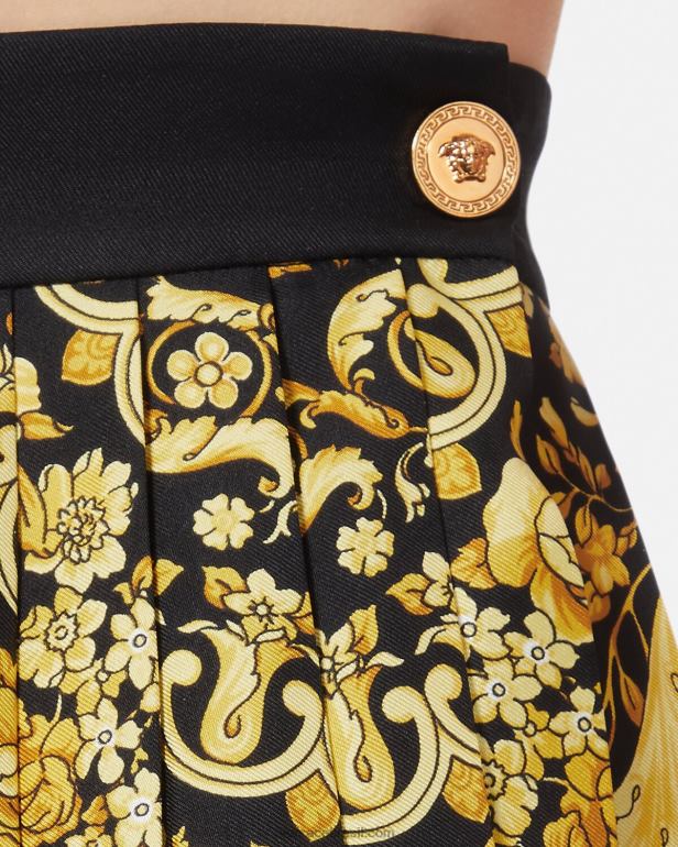 roupas P2TX170 Versace saia de seda plissada barroco imprimir mulheres