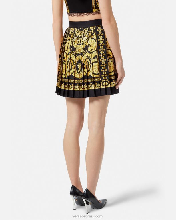 roupas P2TX170 Versace saia de seda plissada barroco imprimir mulheres