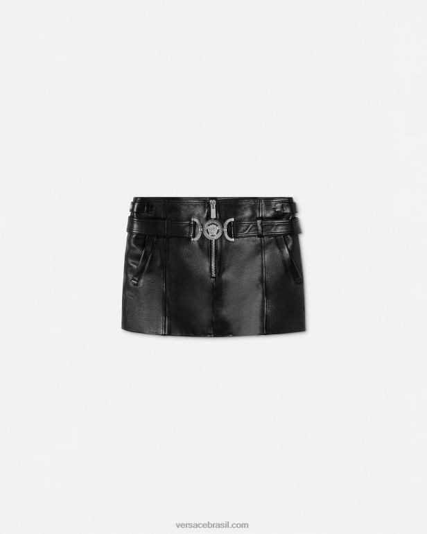 roupas P2TX175 Versace minissaia de couro medusa '95 preto mulheres
