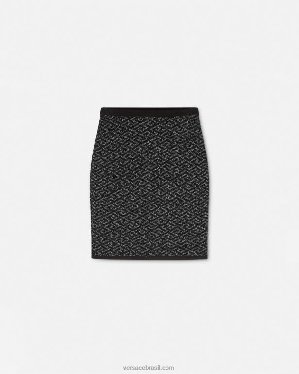 roupas P2TX179 Versace saia de malha jacquard la greca medusa preto mulheres
