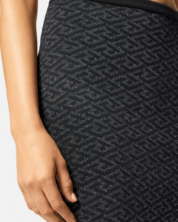 roupas P2TX179 Versace saia de malha jacquard la greca medusa preto mulheres