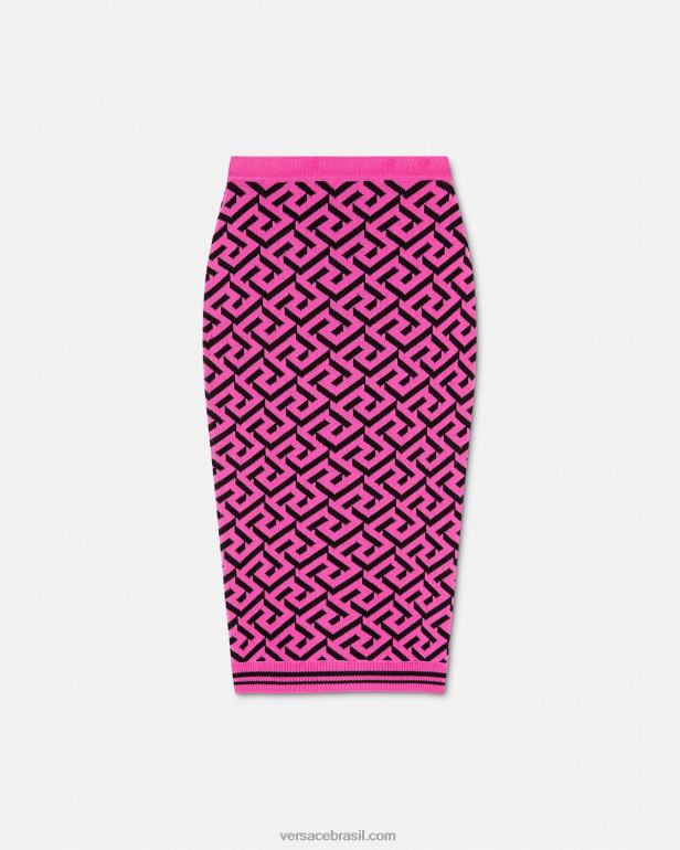 roupas P2TX180 Versace saia midi jacquard la greca fúcsia mulheres
