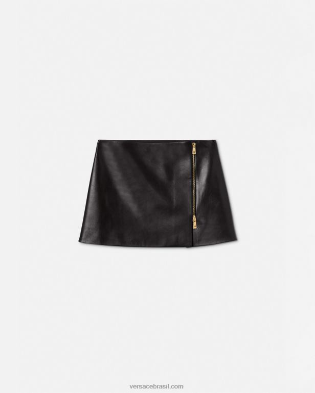 roupas P2TX181 Versace minissaia de couro medusa preto mulheres