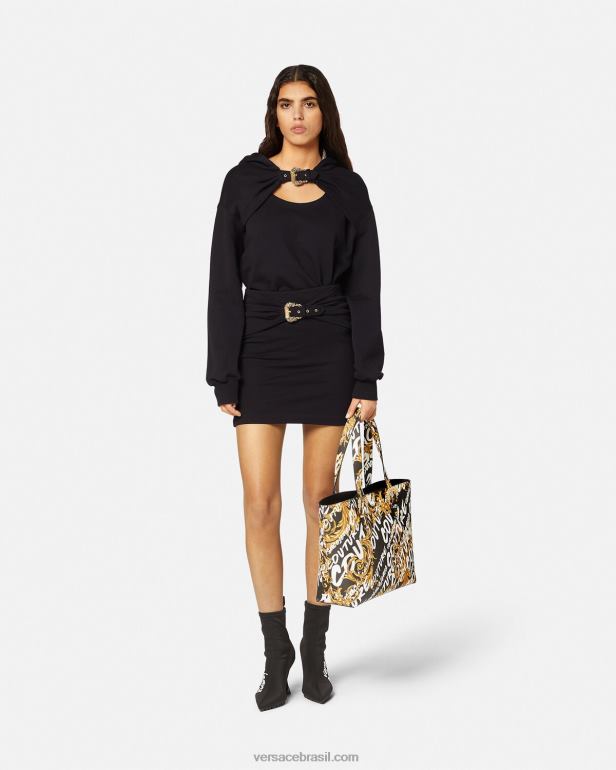 roupas P2TX2156 Versace mini saia com fivela barroca preto mulheres