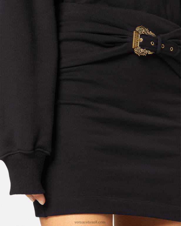 roupas P2TX2156 Versace mini saia com fivela barroca preto mulheres