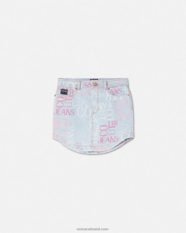 roupas P2TX2179 Versace minissaia jeans com logo doodle azul mulheres