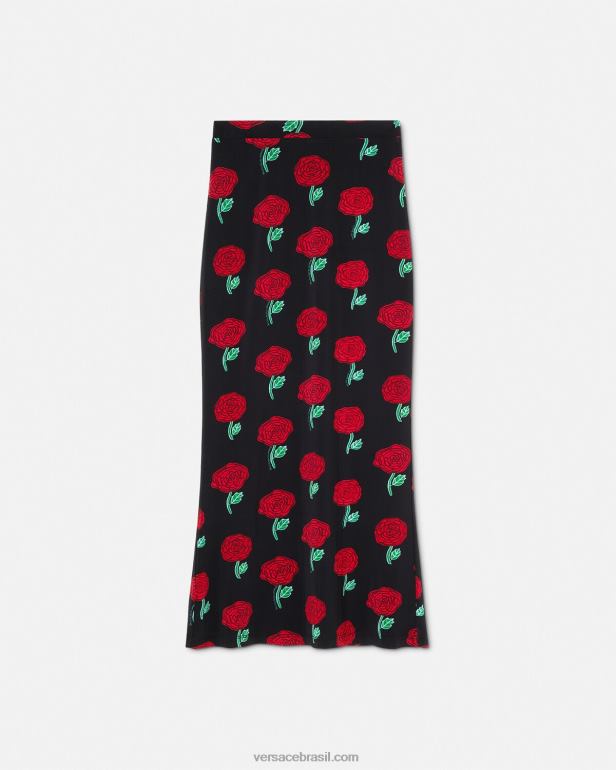 roupas P2TX2180 Versace saia midi rosas preto mulheres