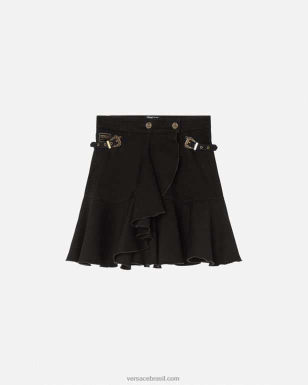 roupas P2TX2253 Versace saia jeans barroca couture1 preto mulheres