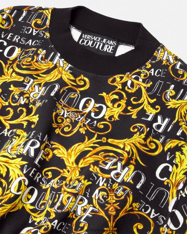 roupas P2TX2224 Versace moletom de alta costura com logo ouro Preto mulheres