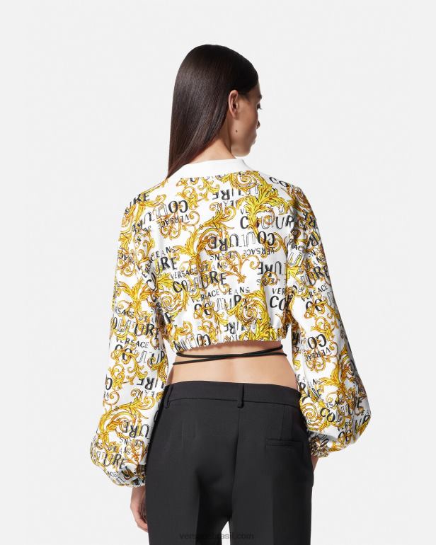 roupas P2TX2225 Versace moletom de alta costura com logo ouro e branco mulheres