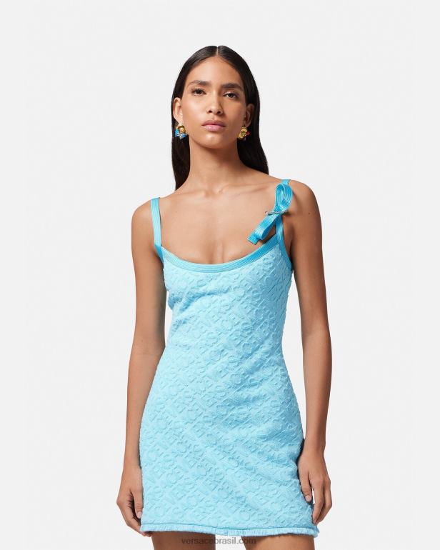 roupas P2TX10 Versace minivestido de toalha allover azul claro mulheres