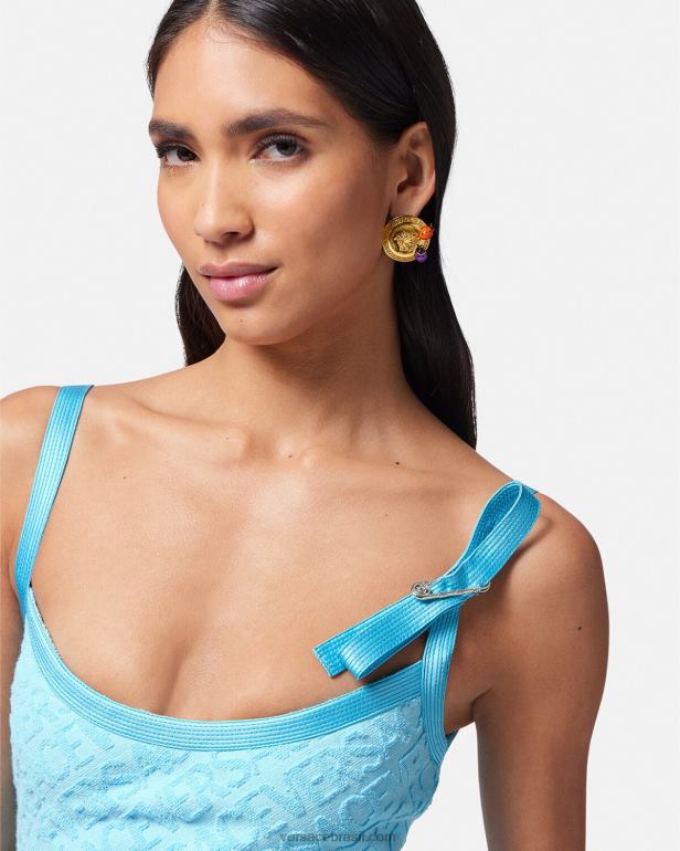 roupas P2TX10 Versace minivestido de toalha allover azul claro mulheres