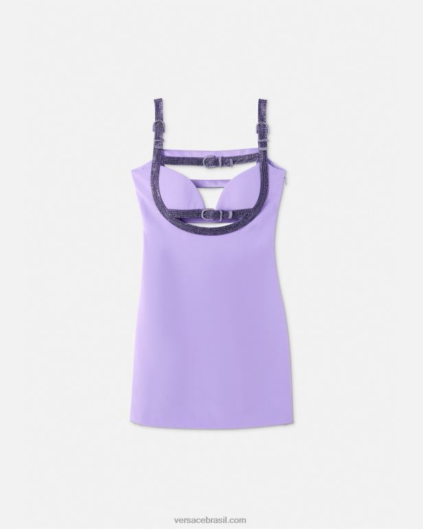 roupas P2TX11 Versace mini vestido com recorte de cristal Uma cor mulheres