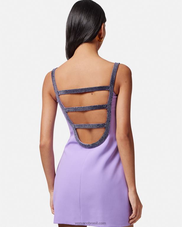 roupas P2TX11 Versace mini vestido com recorte de cristal Uma cor mulheres