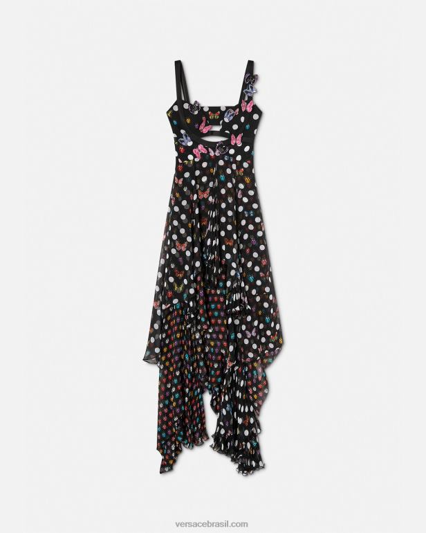 roupas P2TX1 Versace vestido bordado com borboletas Uma cor mulheres