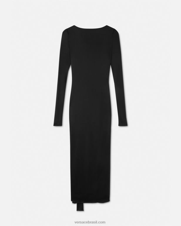 roupas P2TX20 Versace vestido longo sem costas com nó Uma cor mulheres