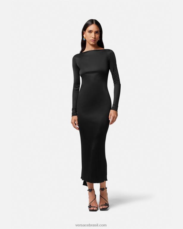 roupas P2TX20 Versace vestido longo sem costas com nó Uma cor mulheres