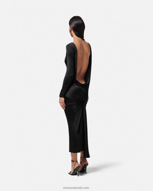 roupas P2TX20 Versace vestido longo sem costas com nó Uma cor mulheres