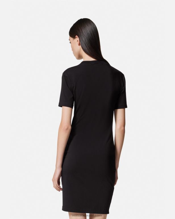 roupas P2TX2157 Versace vestido camiseta com logo rosas preto mulheres