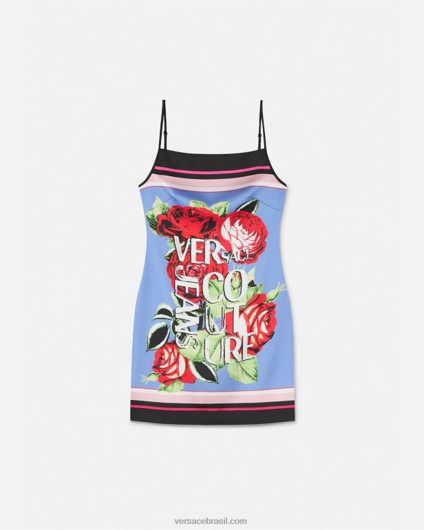 roupas P2TX2159 Versace minivestido rosas azul claro mulheres