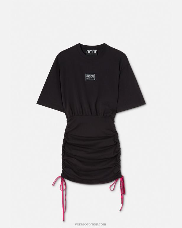 roupas P2TX2192 Versace vestido camiseta com logo e número da peça preto mulheres