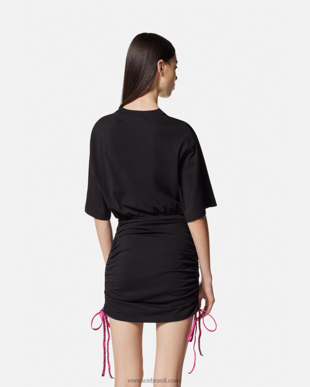 roupas P2TX2192 Versace vestido camiseta com logo e número da peça preto mulheres