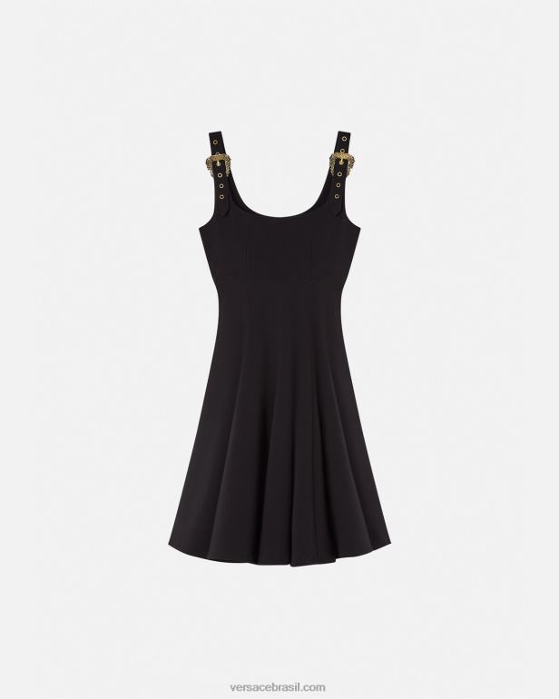 roupas P2TX2198 Versace vestido barroco com 1 fivela preto mulheres