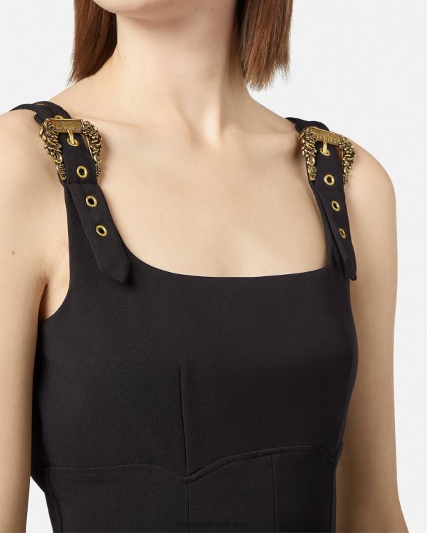 roupas P2TX2198 Versace vestido barroco com 1 fivela preto mulheres