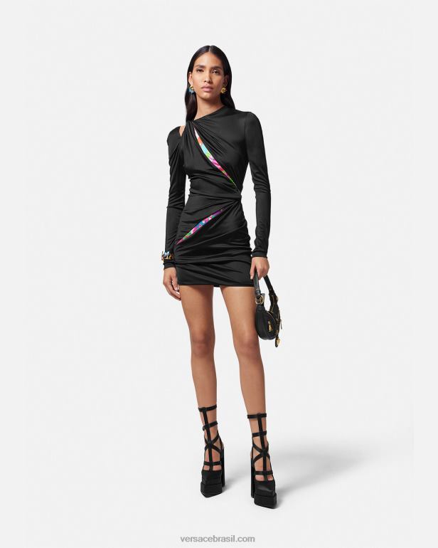 roupas P2TX22 Versace minivestido floral de verão com nó Uma cor mulheres