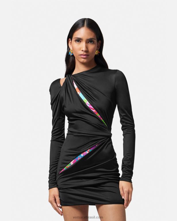 roupas P2TX22 Versace minivestido floral de verão com nó Uma cor mulheres