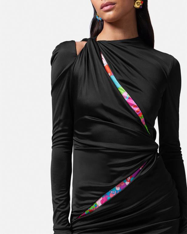 roupas P2TX22 Versace minivestido floral de verão com nó Uma cor mulheres