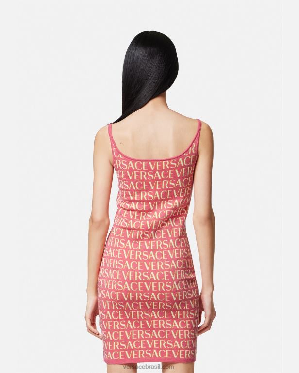 roupas P2TX24 Versace vestido midi em tricô rosa e branco mulheres