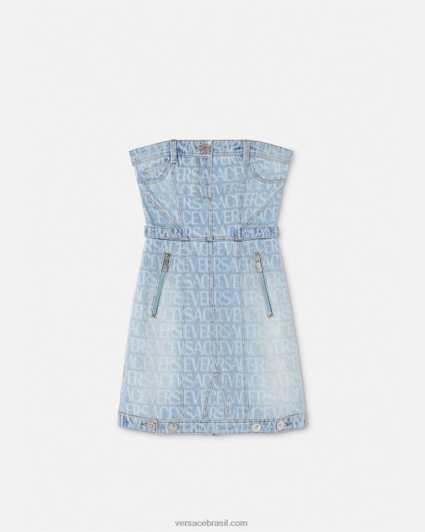 roupas P2TX25 Versace mini vestido jeans azul mulheres
