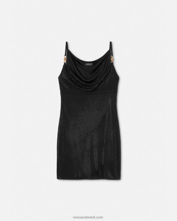 roupas P2TX31 Versace vestido mini medusa '95 cristal preto mulheres