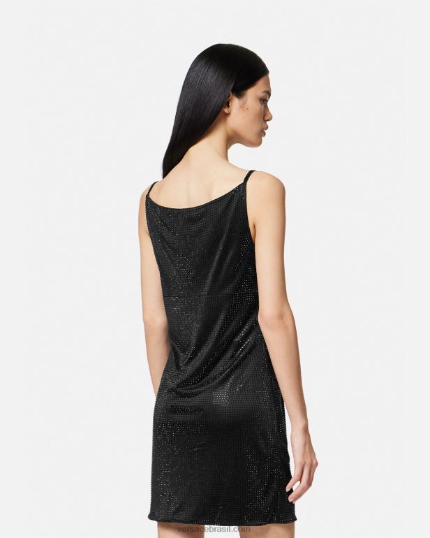 roupas P2TX31 Versace vestido mini medusa \'95 cristal preto mulheres