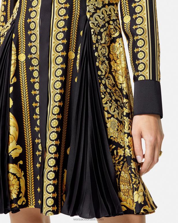 roupas P2TX34 Versace vestido camisa midi seda barroco imprimir mulheres