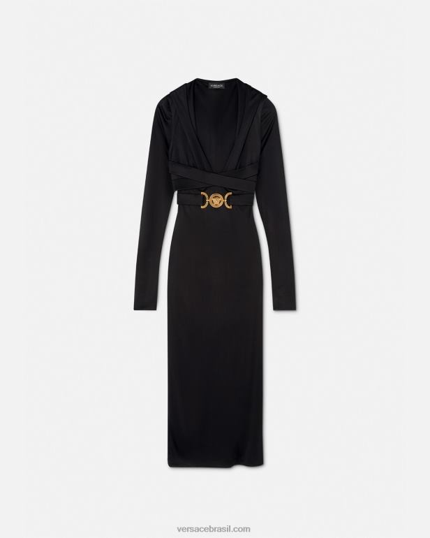 roupas P2TX36 Versace vestido com capuz medusa '95 preto mulheres