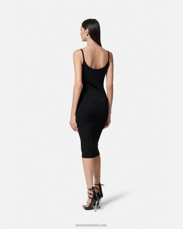 roupas P2TX38 Versace vestido midi de malha medusa \'95 la greca preto mulheres