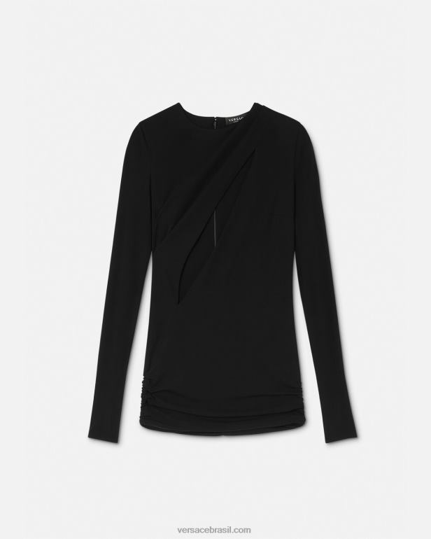 roupas P2TX45 Versace minivestido cortado preto mulheres