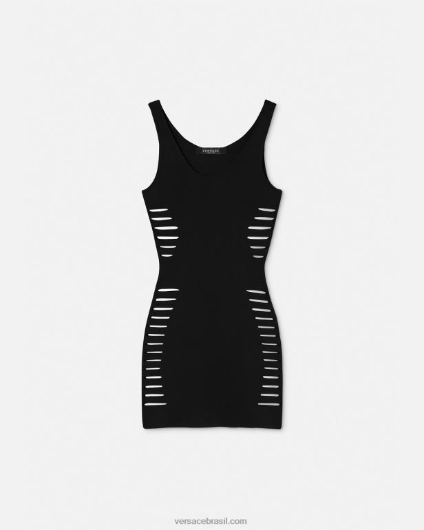 roupas P2TX48 Versace mini vestido de malha cortado preto mulheres